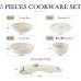 CAROTE Nonstick Cookware Sets, Detachable Non Stick Pots and Pans Set, Cooking Sets, Granite Non Stick Cookware, Suitable for All Stoves, Dishwasher/Oven Safe(White, 11 Pieces)