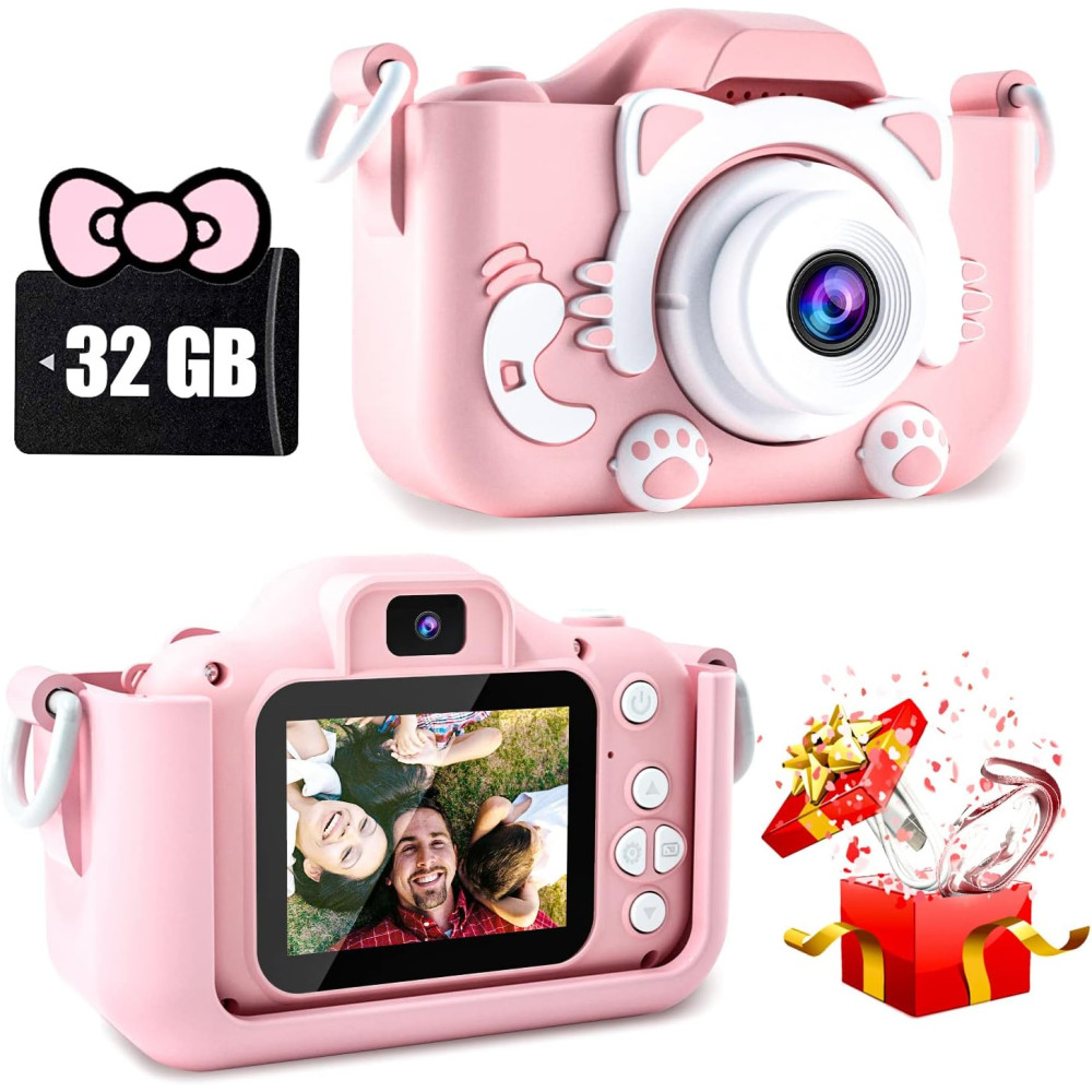 CIMELR Kids Camera Toys for 6+ Year Old Boys/Girls, Kids Digital Camera for Toddler with 1080P Video, Chritmas Birthday Festival Gifts for Kids, Selfie Camera for Kids,(Pink)