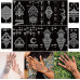 ELECDON Tattoo Templates, Henna Tattoo Stencils, 12 Sheet Hand Temporary Tattoo Stickers, Self-Adhesive Reusable, Temporary Tattoos for Kids&Adults Body Art Template, Painting Stencils