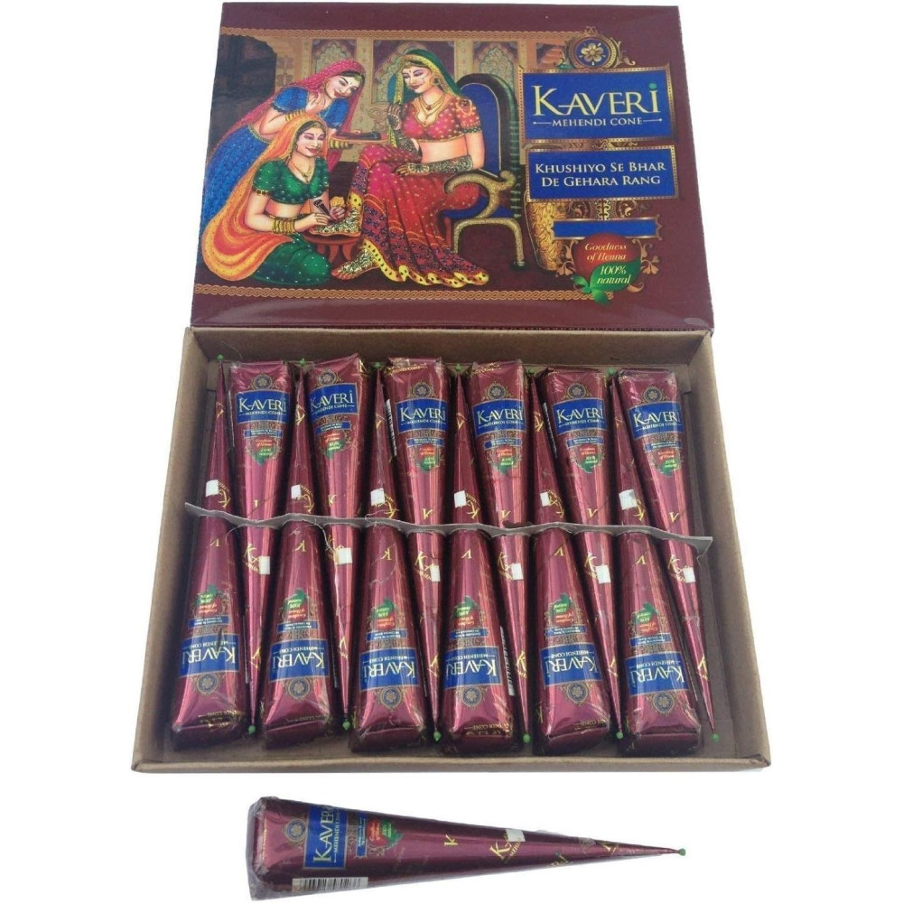 Kaveri 12 x Dark Brown Mehndi All Natural Body Art Organic T..