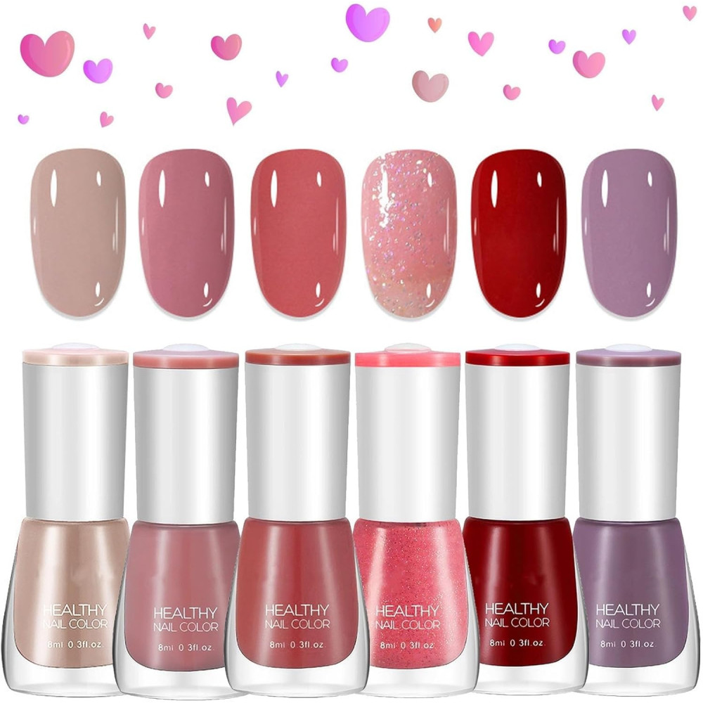 LBOYLOVE® 6 Colors Nail Polish Set, 6 Pcs Quick Dry & Long L..