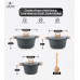 LIFE SMILE Cooking Pots Set - Granite Stone cookware set Multi Layer Granite Non Stick Coating - Bakelite Handles 100% PFOA FREE, Induction Base Cooking Sets (Brown, 16/20/24CM)