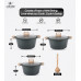 LIFE SMILE Cooking Pots Set - Granite Stone cookware set Multi Layer Granite Non Stick Coating - Bakelite Handles 100% PFOA FREE, Induction Base Cooking Sets (Brown, 16/20/24CM)