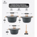 LIFE SMILE Cooking Pots Set - Granite Stone cookware set Multi Layer Granite Non Stick Coating - Bakelite Handles 100% PFOA FREE, Induction Base Cooking Sets (Brown, 16/20/24CM)