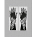 Lilis_Henna Stencil Temporary Tattoo Template, Floral Design Hand Pattern, Black and White, Pair