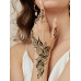 Lilis_Henna Stencil Temporary Tattoo Template, Floral Design Hand Pattern, Black and White, Pair
