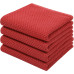 MahMir 100% Cotton Waffle Weave Kitchen Dish Cloths, Waffle Tea Towels Ultra Soft Absorbent Quick Drying Dish Towels, 34x34 CM, 4-Pack, (Mixed Color)