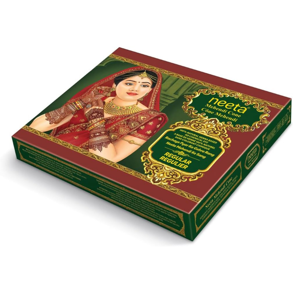 Neeta Pack 12-100% Pure Herbal Henna Paste Cones, For Tempor..