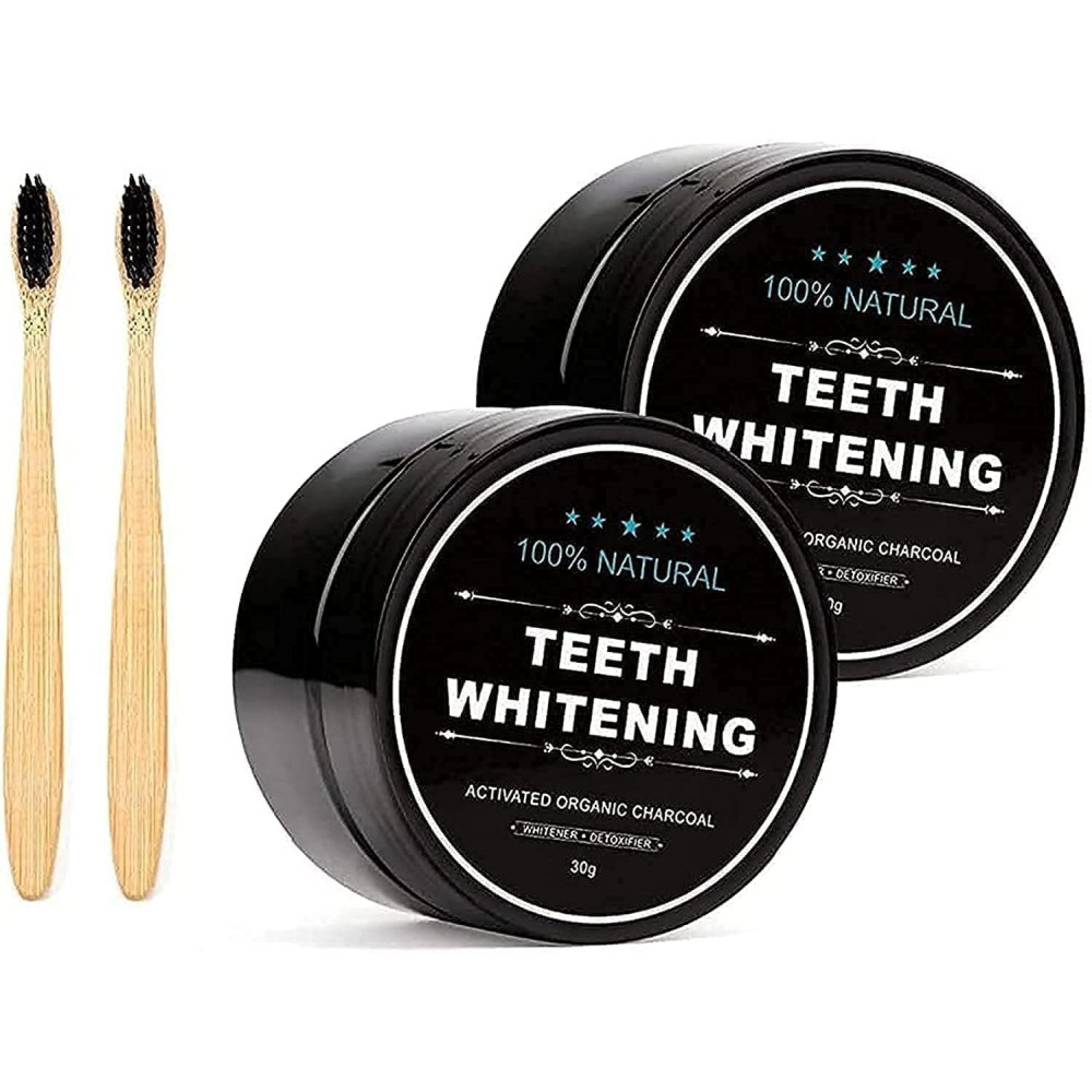 ORiTi 2-Pack Teeth Whitening Charcoal Powder + Bamboo Brush ..