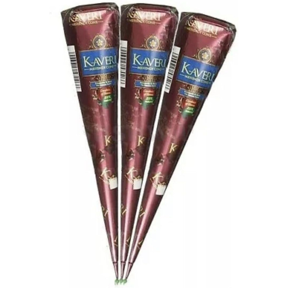 Onder Mart 3 x Kaveri Mehndi Cones Dark Brown Mehndi All Nat..