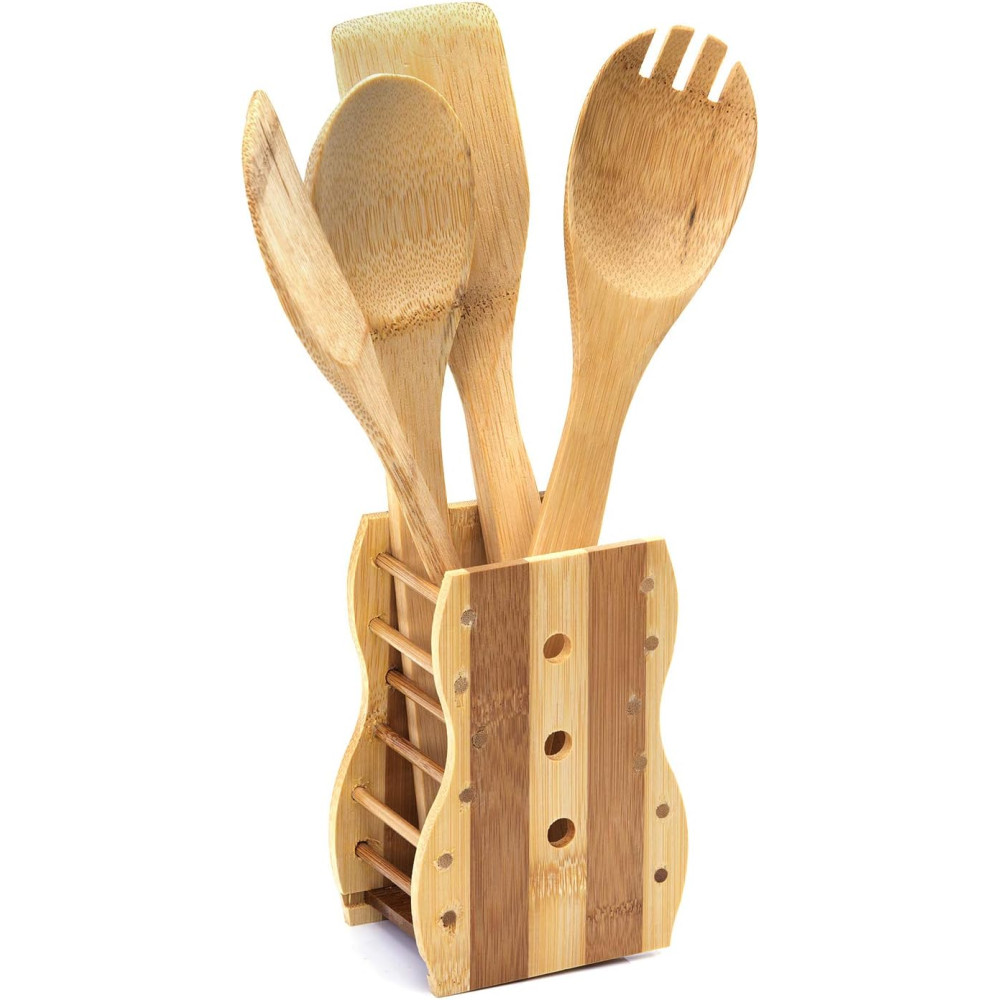 Royalford 4 Pieces Pure Bamboo Wooden Solid Turner, Spatula,..
