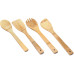 Royalford 4 Pieces Pure Bamboo Wooden Solid Turner, Spatula, Slotted Spoon & Spoon Kitchen Essentials Cooking Utensils Tool Set