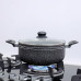 Royalford 9pcs Ritz Plus Cookware Set RF12514 Marble Coated and Press Aluminum Body, with Dot Induction Base, Bakelite Handles and Lid Casseroles, Saucepan, Bamboo Kitchen Tools and Fry Pan