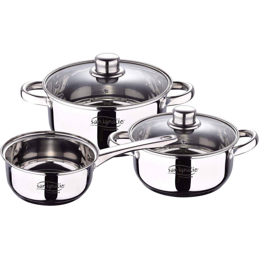 SAN IGNACIO CASSEL STAINLESS STEEL 5PC COOKWARE SET WITH IND..