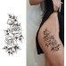 Tazimi 10 Sheets 3D Black Flower Rose Temporary Tattoos For Women, Waterproof Fake Body Art Arm Sketch Tattoo Stickers For Women Girls