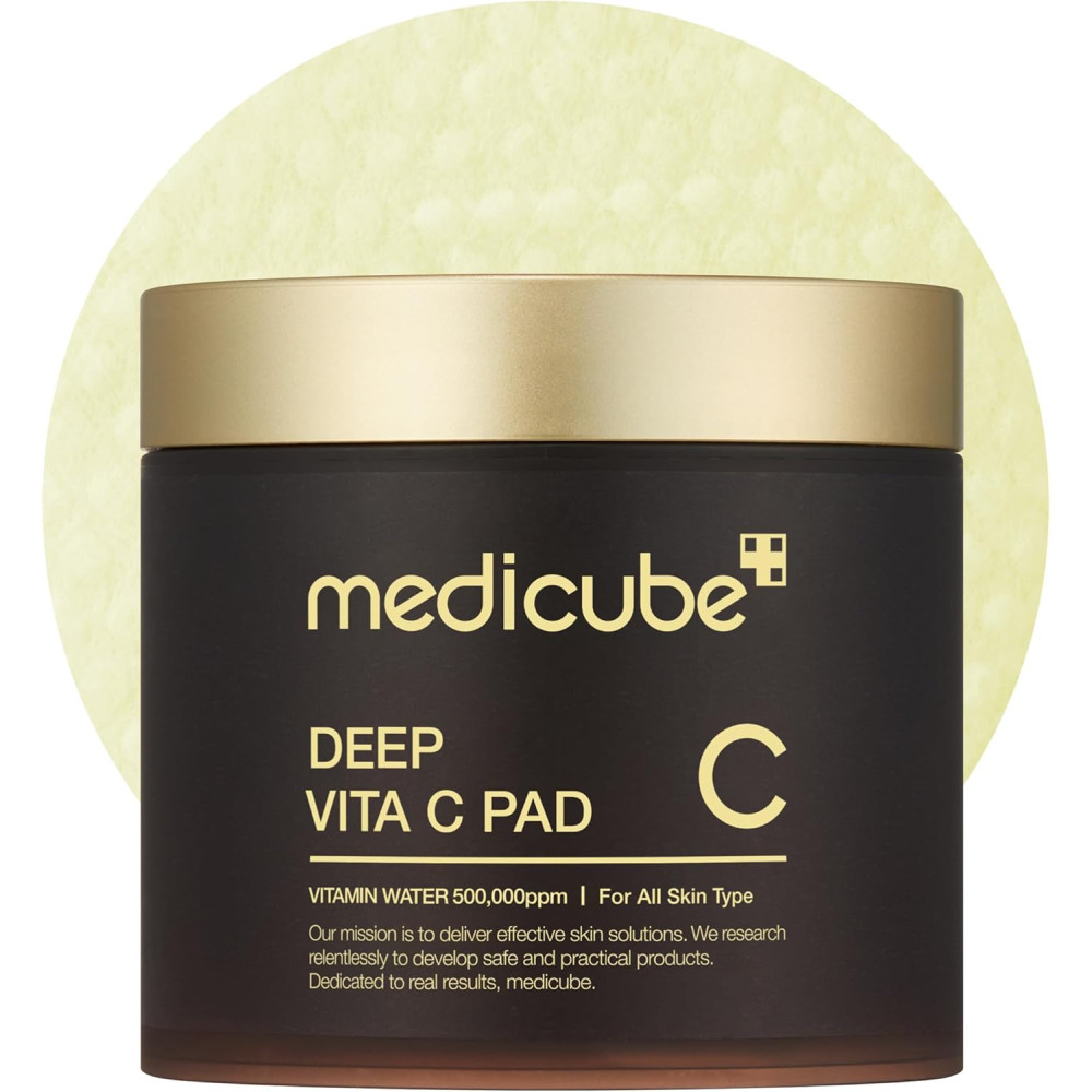 medicube Deep Vita C Facial Pads, Vitamin C Toner Pads for Uneven Skin Tone, 500,000PPM of vitamin water & 3 types of vitamin, Hydrating & Resurfacing (70 sheets)