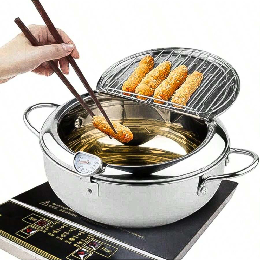 7.8 Inch Stainless Steel Deep Frying Pan for Outdoor Use, Ja..