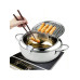 7.8 Inch Stainless Steel Deep Frying Pan for Outdoor Use, Japanese Tempura Dish Pan with Lid, Stainless Steel with Temperature Control and Oil Drain Holder, Suitable for Frying French Fries, Chicken and Other Foods