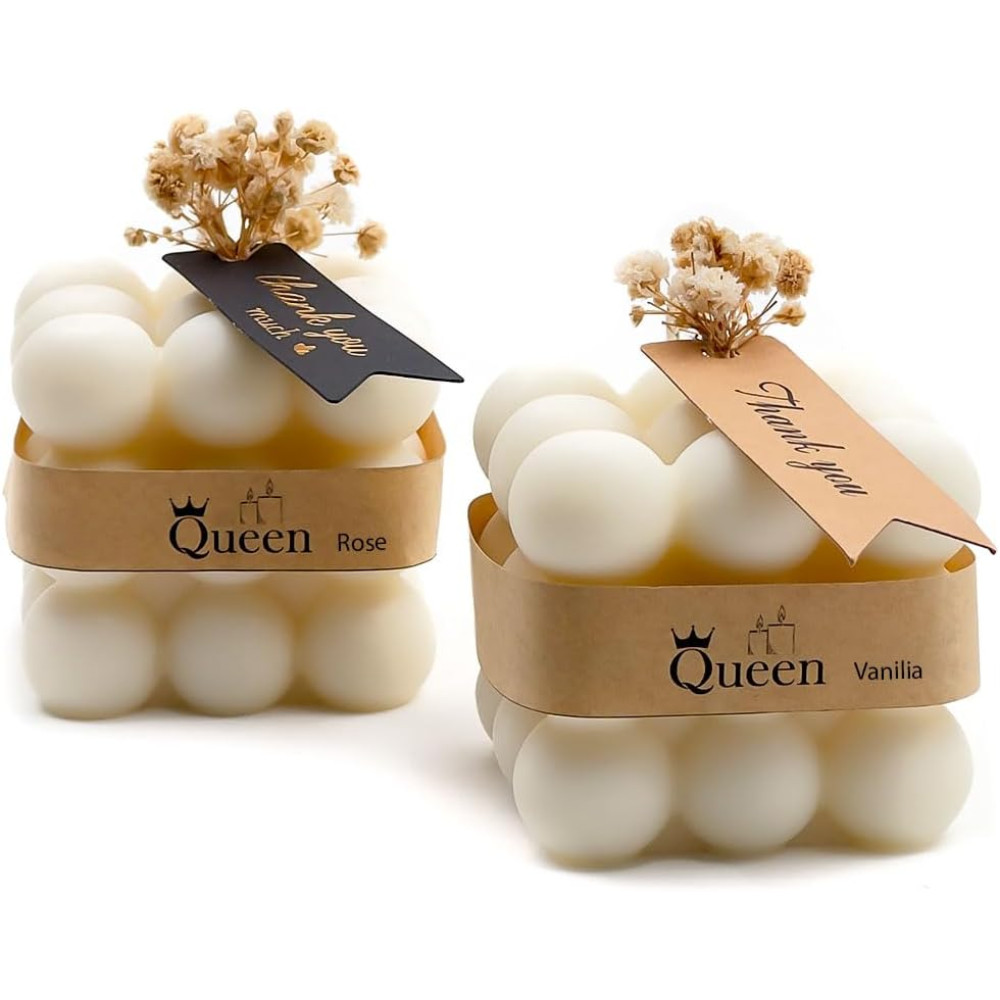 Scented bubbles candles French Vanilla Dutch Rose 2pcs Natur..