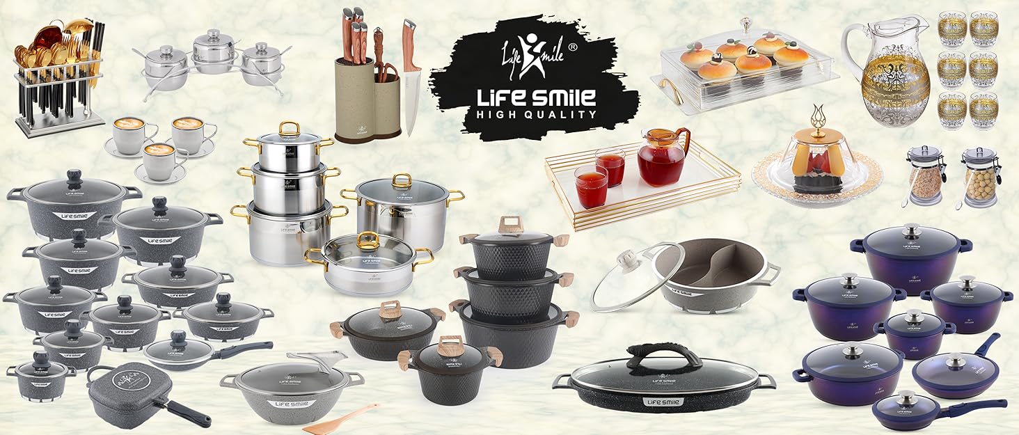 LIFE-SMILE-Cooking-Pots-Set-Granite-Stone-cookware-set-Multi