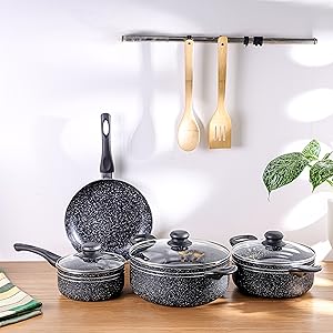 Royalford-9pcs-Ritz-Plus-Cookware-Set-RF12514-Marble-Coated-